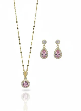 Conjunto de Joyas Oro y Rosa