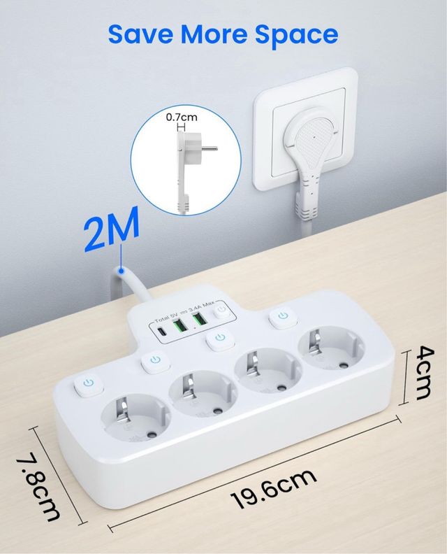 Regleta Enchufe Plano, Regletas Enchufes USB C