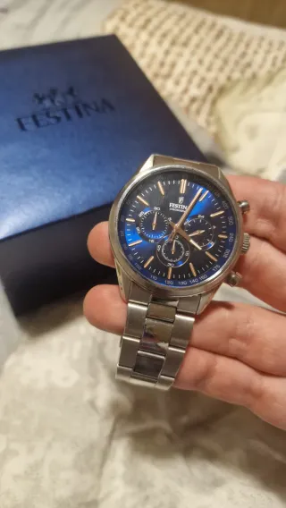 Reloj Festina Cronógrafo Azul y Plateado