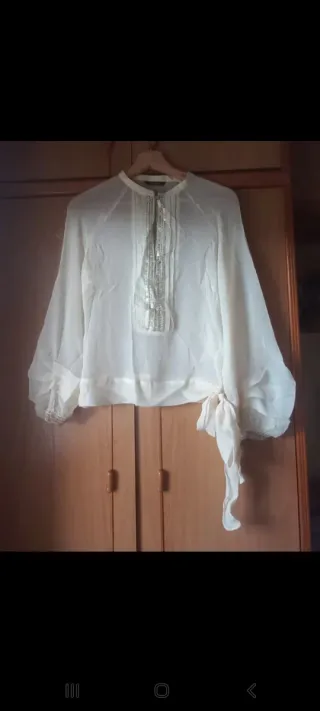 Blusa fiesta Tintoretto beige Talla M