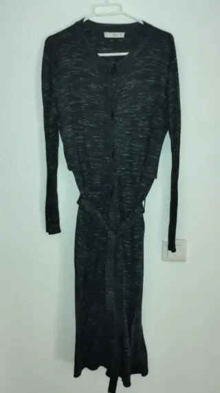 Cárdigan largo gris jaspeado