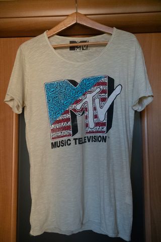 Maglietta MTV Beige con Stampa Logo