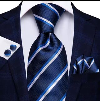 Conjunto Corbata sedosa Pañuelo y Gemelos