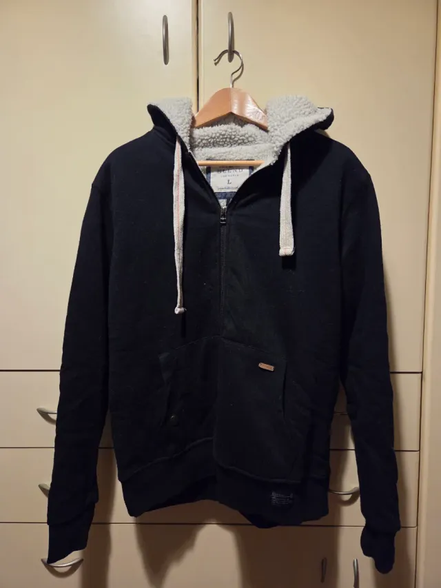 Felpa Blend nera - foderata in sherpa - Taglia L