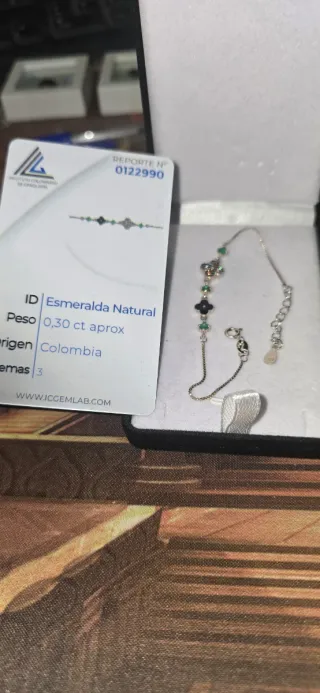 Pulsera Plata 925 Esmeraldas Naturales