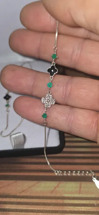 Pulsera Plata 925 Esmeraldas Naturales