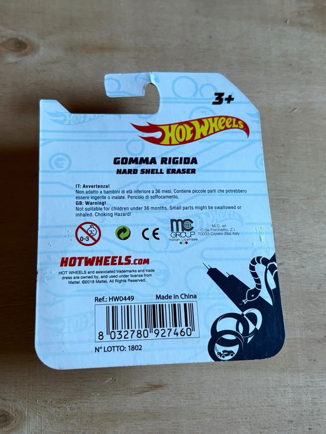 Hot Wheels Gomma Rigida - Red Shell Eraser