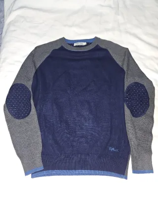 Maglione Fila blu e grigio con toppe