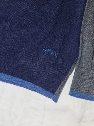 Maglione Fila blu e grigio con toppe