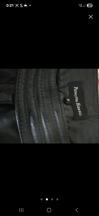 Pedro del Hierro Pantalón Cuero Negro Talla P