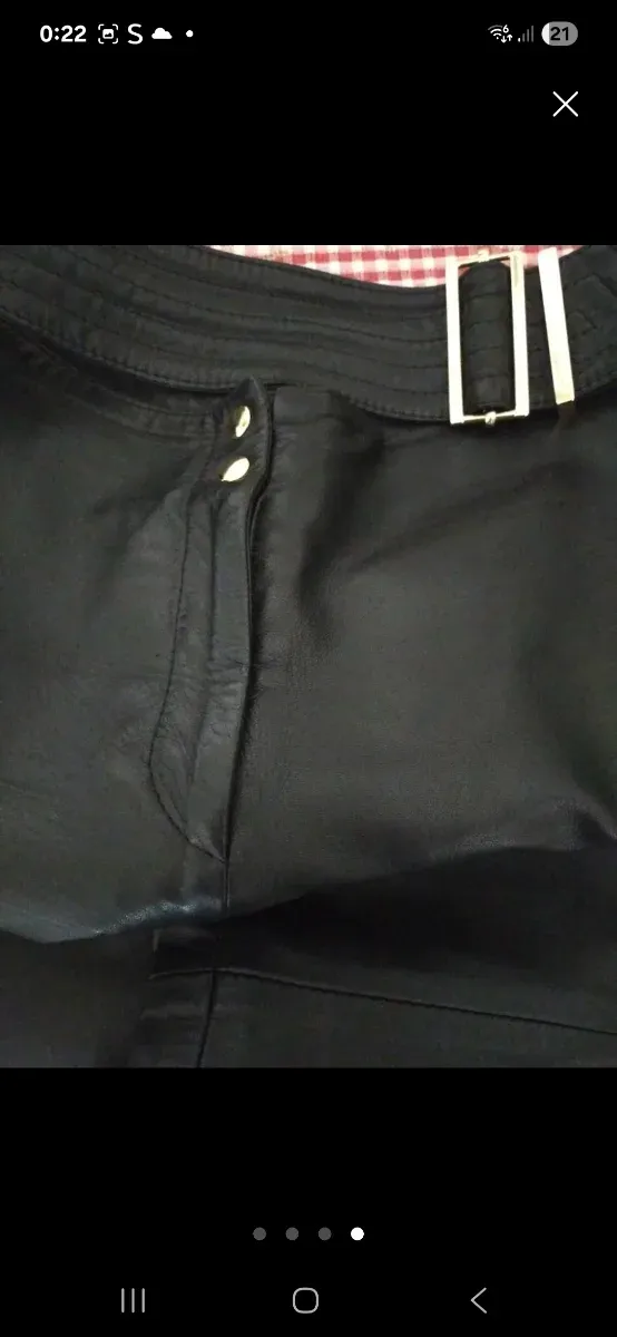 Pedro del Hierro Pantalón Cuero Negro Talla P