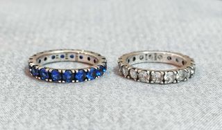 Conjunto anillos azul y brillo