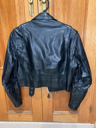 Chaqueta cuero negra biker ALEX S mujer como nueva