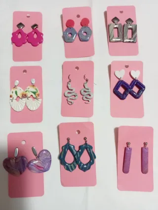 Pendientes arcilla polimérica hechos a mano