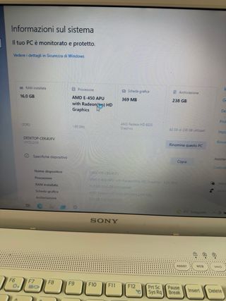 Laptop Sony Vaio 16 GB ram ssd 256