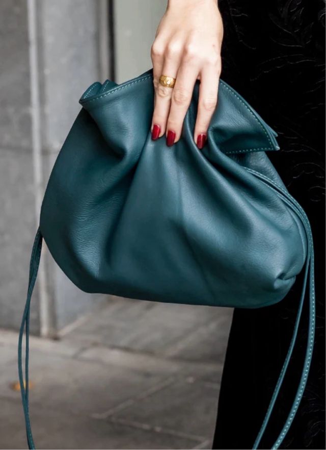 Bolso piel verde azulado