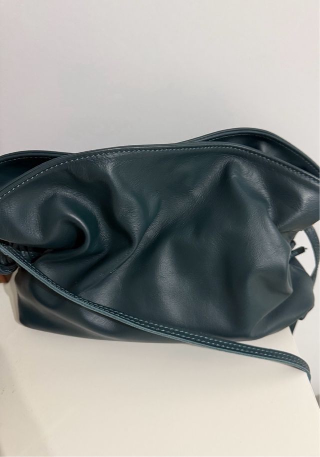 Bolso piel verde azulado