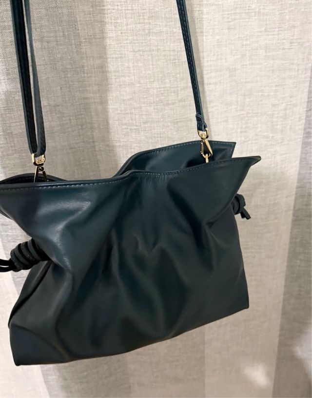 Bolso piel verde azulado