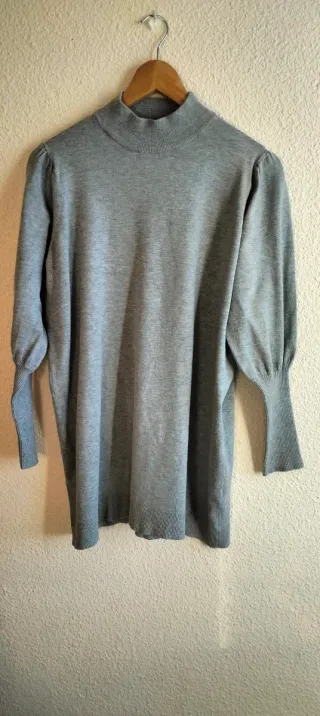 VESTIDO JERSEY LARGO DE PUNTOGRIS. muy poco uso