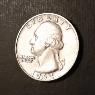 Moneda cuarto de dolar año 1964 George Washington