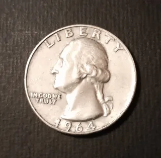 Moneda cuarto de dolar año 1964 George Washington
