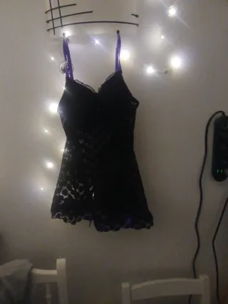 Pijama sexy negro y morado