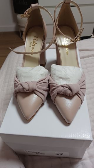 Elda Shoes Tacón Piel Rosa perlado Talla 37