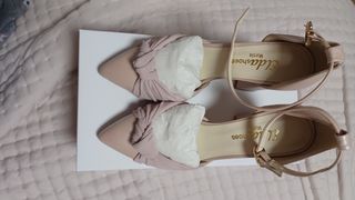 Elda Shoes Tacón Piel Rosa perlado Talla 37