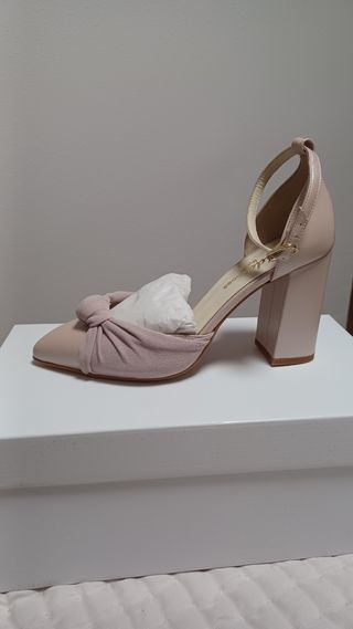 Elda Shoes Tacón Piel Rosa perlado Talla 37