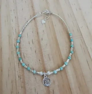 Pulsera Plata y Turquesa Natural.