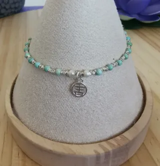 Pulsera Plata y Turquesa Natural.