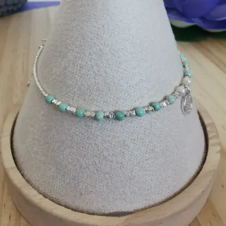 Pulsera Plata y Turquesa Natural.