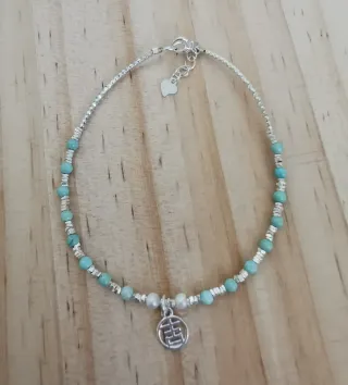 Pulsera Plata y Turquesa Natural.