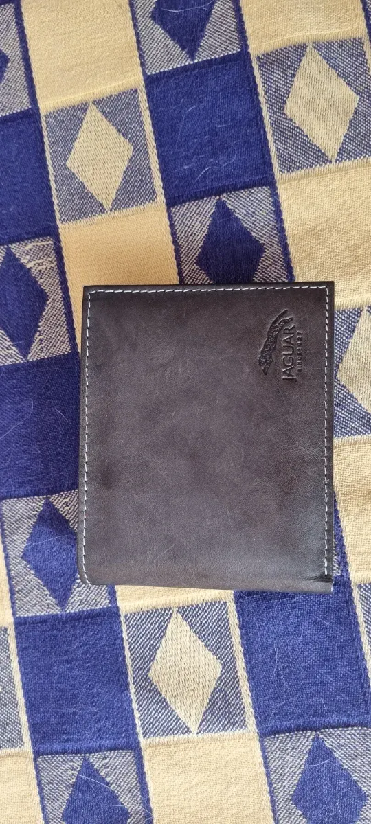 Carteira Jaguar Preta Nova Com Caixa