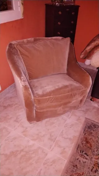 Sillón terciopelo beige