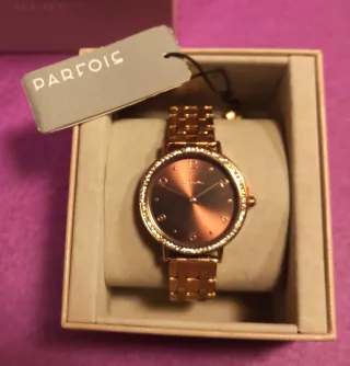 Reloj PARFOIS, acero Oro Rosa Pedrería, NUEVO