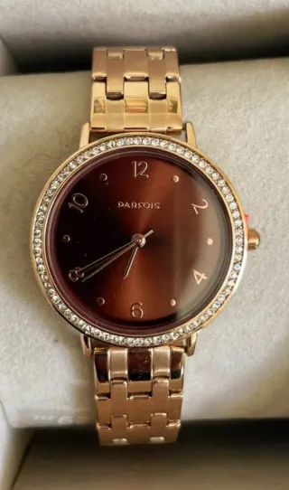 Reloj PARFOIS, acero Oro Rosa Pedrería, NUEVO