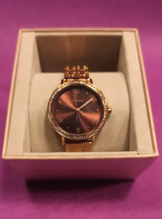 Reloj PARFOIS, acero Oro Rosa Pedrería, NUEVO