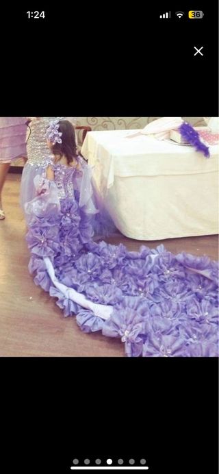 Vestido de lujo morado y plateado