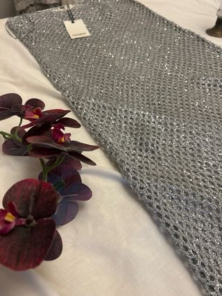 Vestido rejilla plateado Pull&Bear Talla L