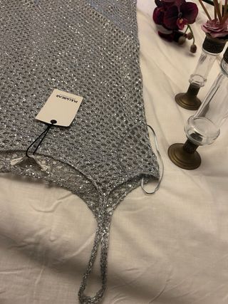 Vestido rejilla plateado Pull&Bear Talla L