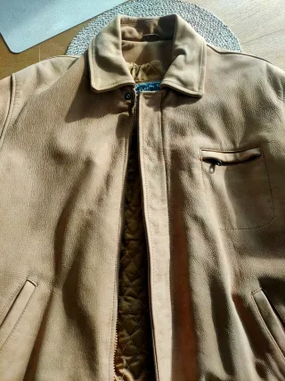 Chaqueta de cuero hombre beige Gruesa tipo aviador