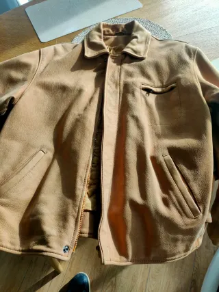 Chaqueta de cuero hombre beige Gruesa tipo aviador