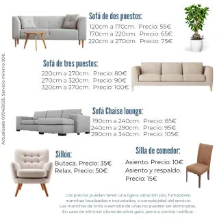 Limpieza profesional de sofás