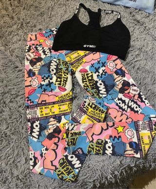 Conjunto deportivo Gymshark estilo cómic