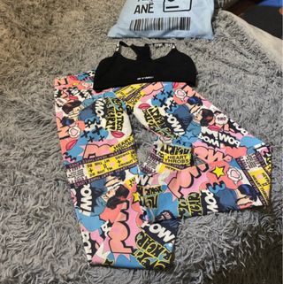 Conjunto deportivo Gymshark estilo cómic