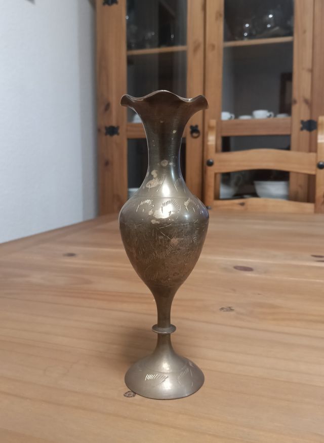 Lote jarrones vintage vidrio y bronce