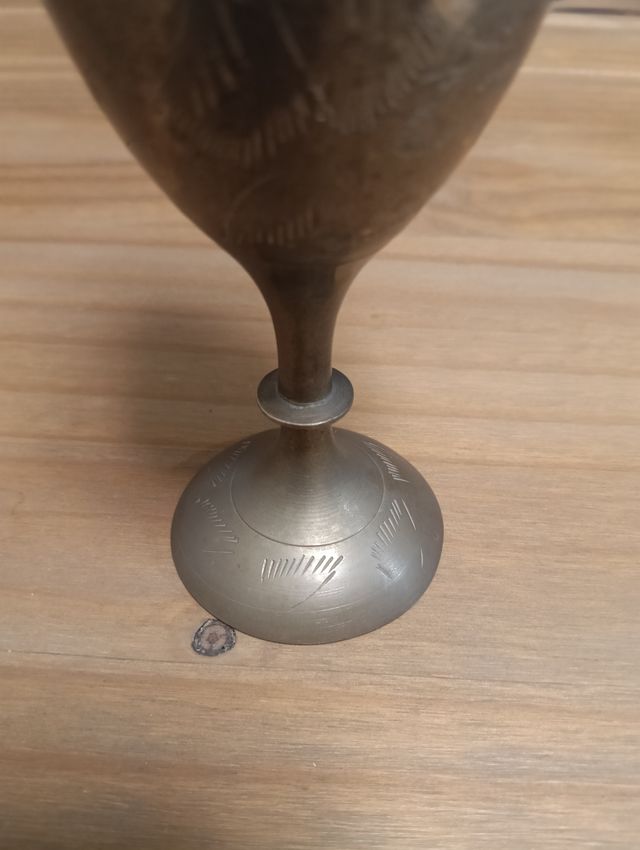 Lote jarrones vintage vidrio y bronce