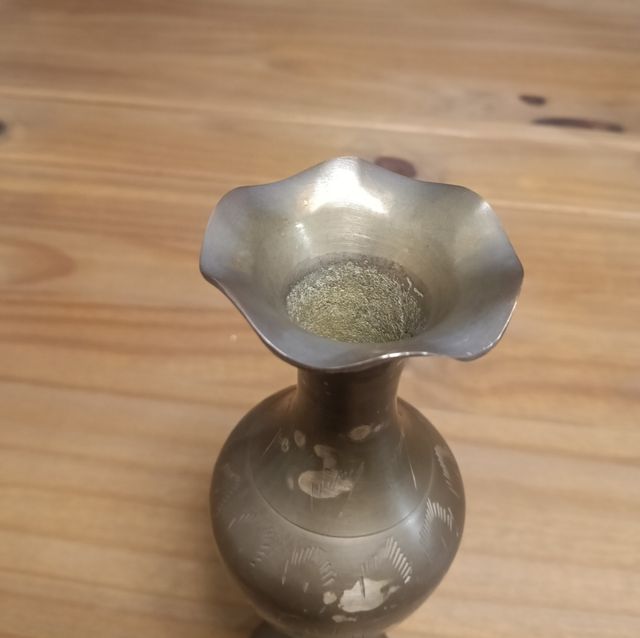 Lote jarrones vintage vidrio y bronce