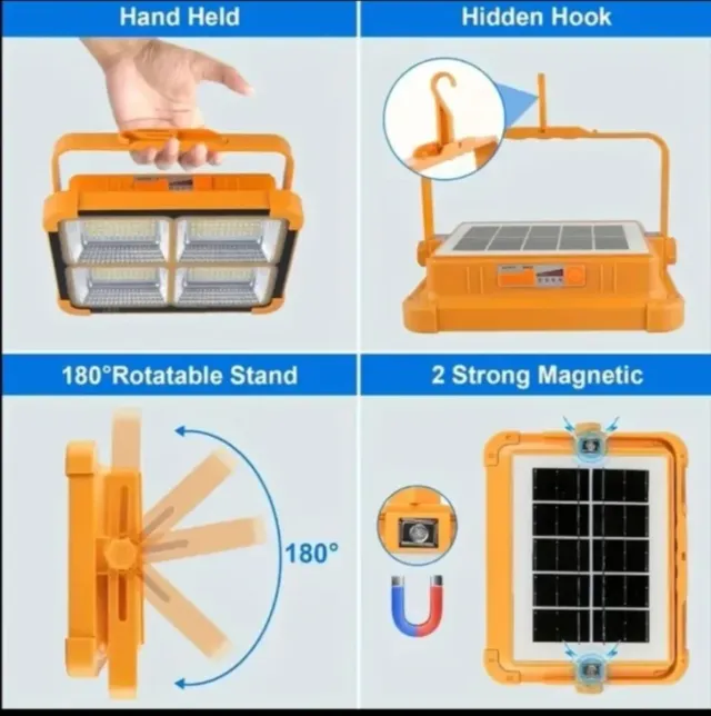 Lanterna Solar LED com Bateria Recarregável Grande
